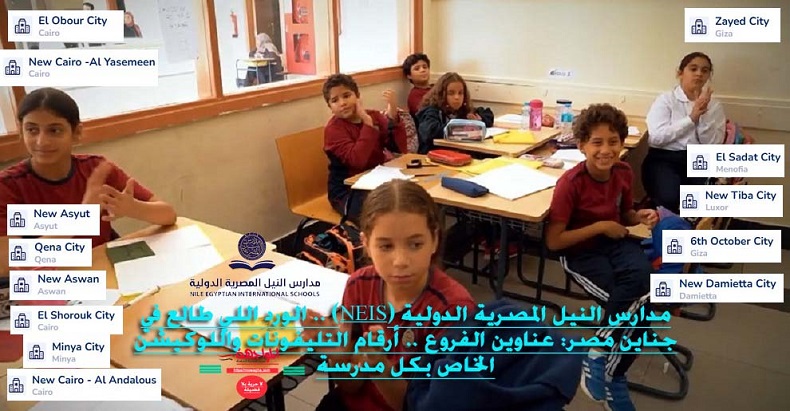 دليل مدارس النيل المصرية الدولية واللوكيشن الخاص بكل مدرسة